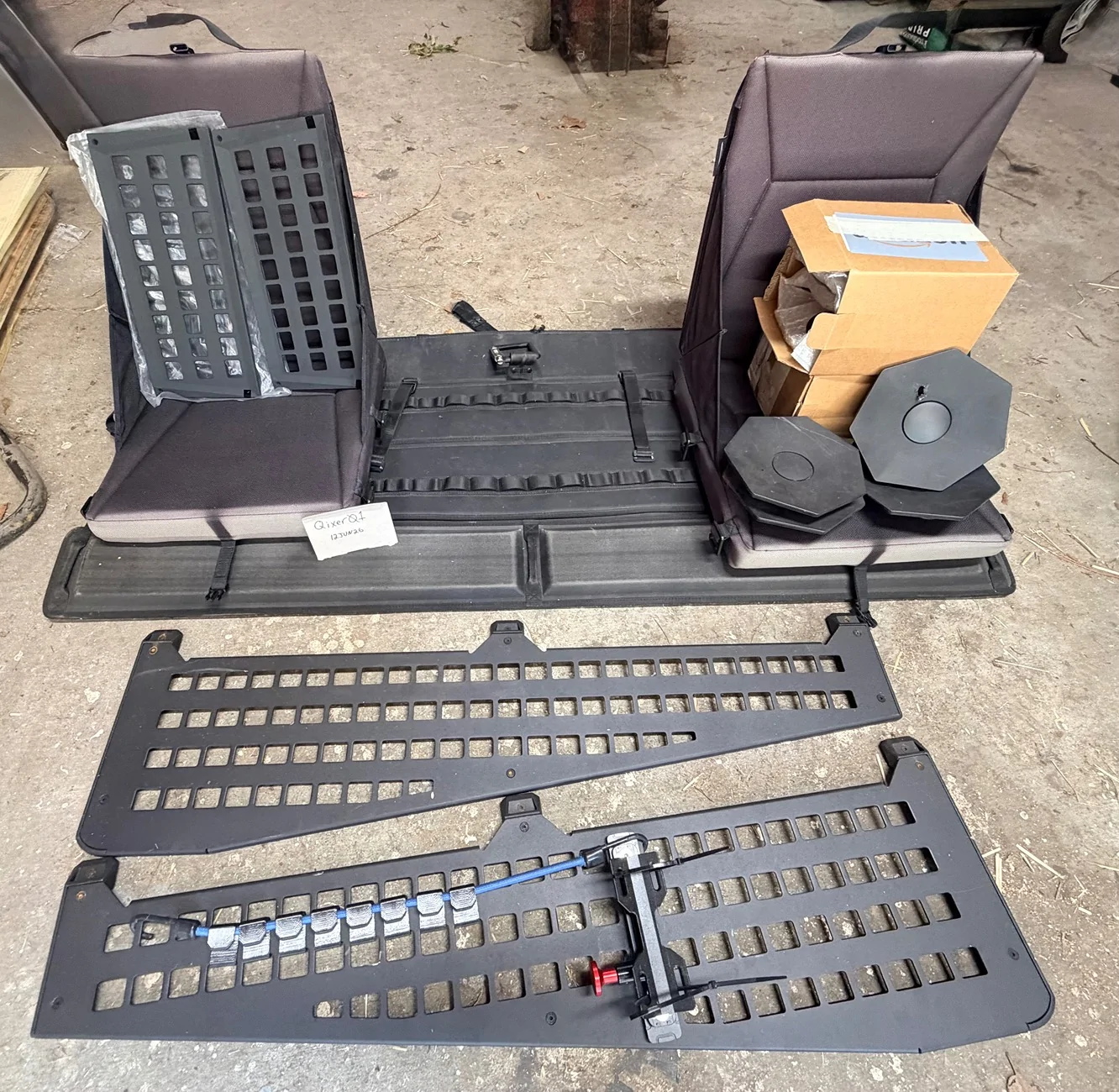 Tesla Cybertruck MOLLE panels, tailgate shield, jump seats for sale $200 IMG_2453