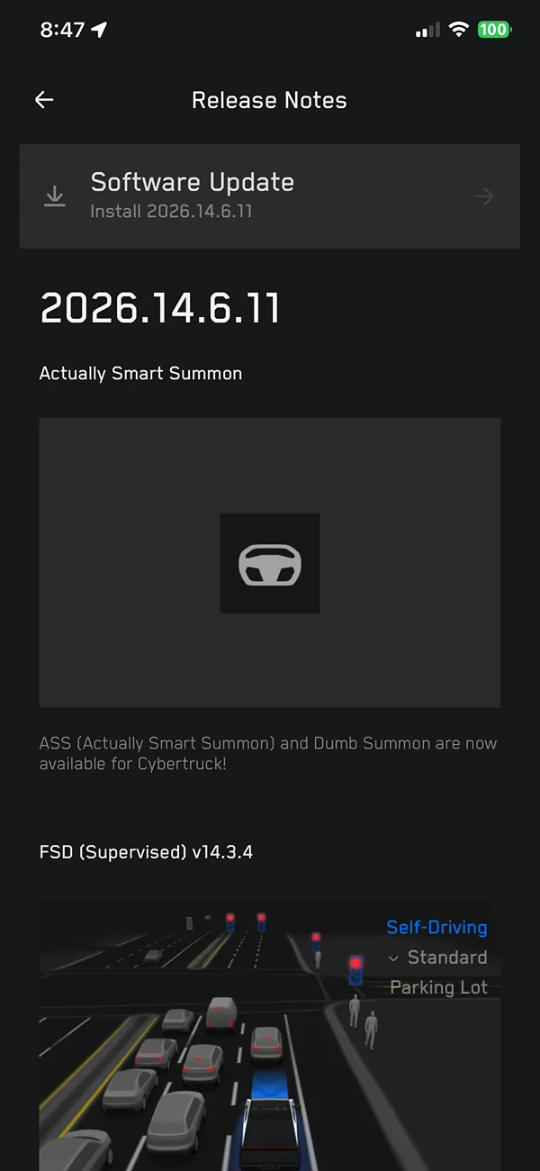 Tesla Cybertruck FSD v14.3.4 (Update 2026.14.6.11) is already out… IMG_9254