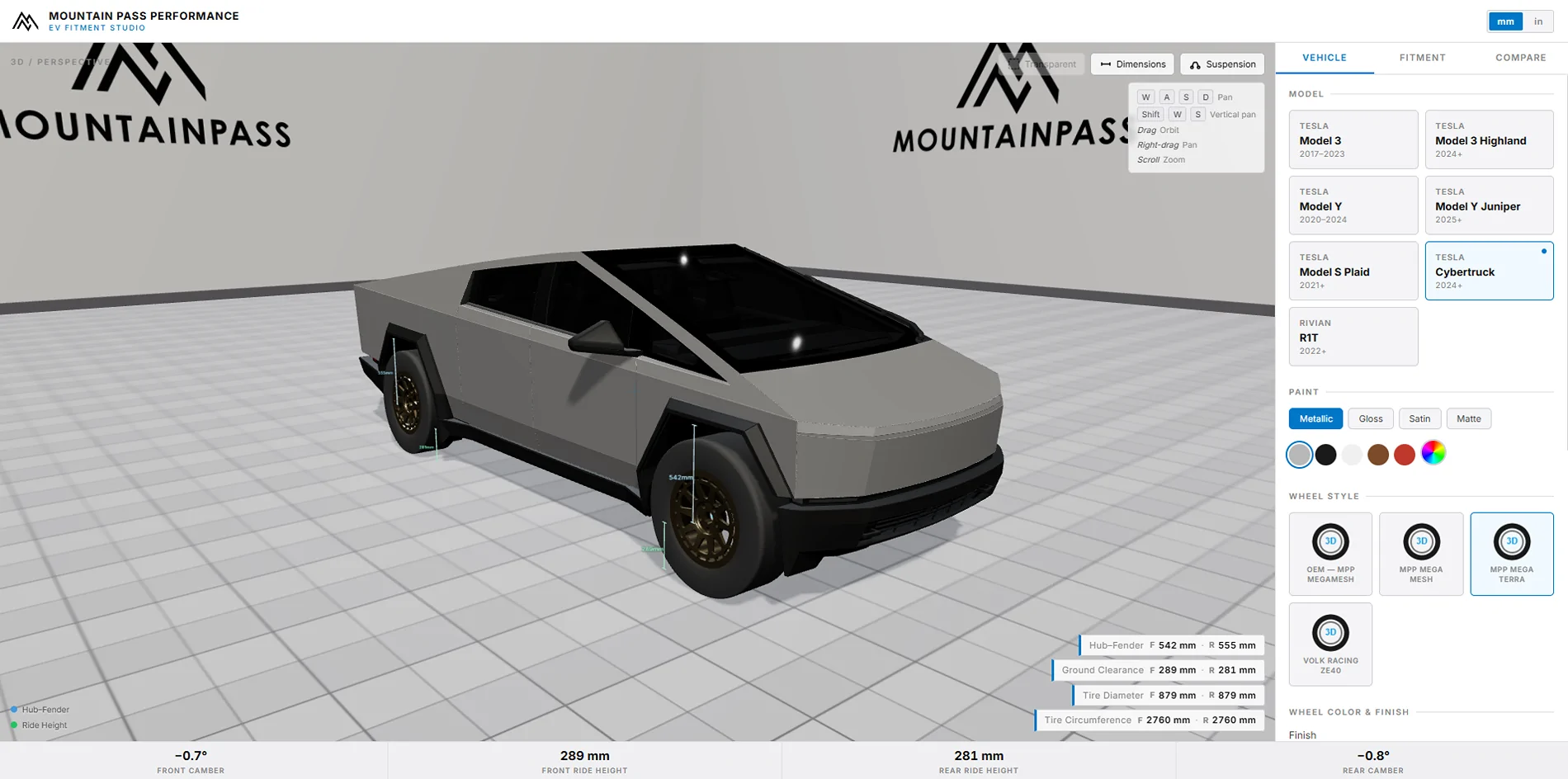 Tesla Cybertruck New 3D Virtual Fitment Studio by MPP - Visualize Your Cybertruck's Wheel/Tire/Ride Height Changes FitmentStudio-Cybertruck