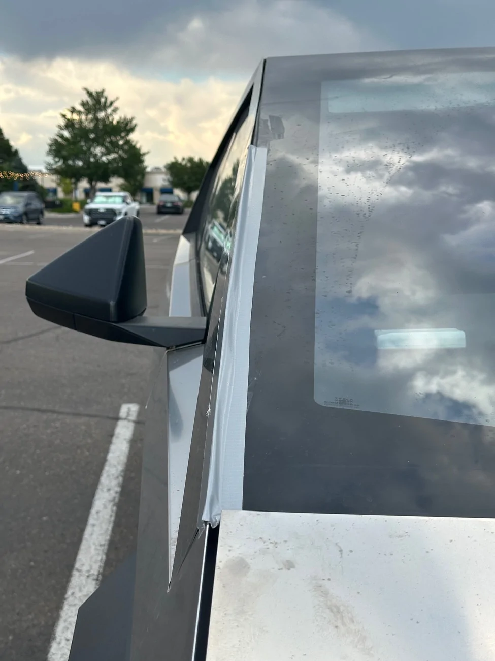 Tesla Cybertruck Windshield seal flew out IMG_4979