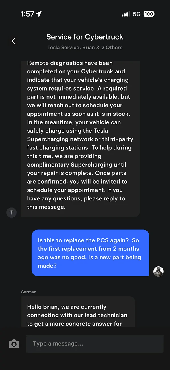 Tesla Cybertruck PCS2_a051 warning came up after PCS replacement IMG_5174