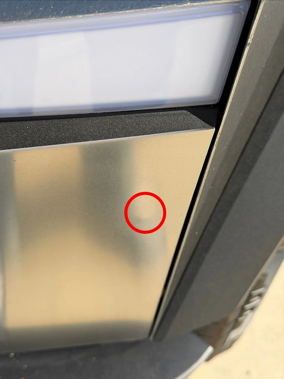 Tesla Cybertruck Windshield seal flew out IMG_1347