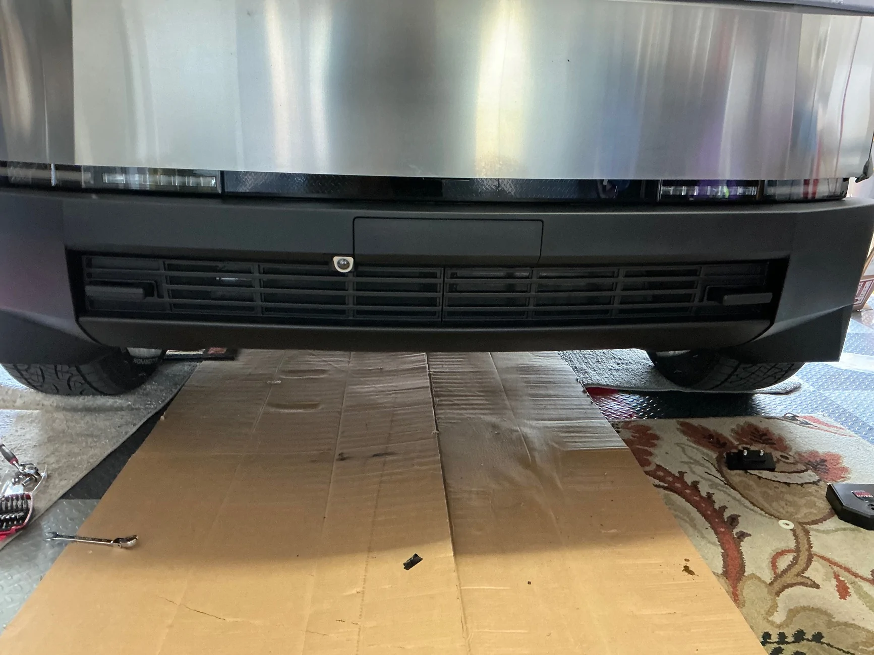 Tesla Cybertruck No-Drill Lower Bumper Grille insect/debris Cover Insert IMG_2821