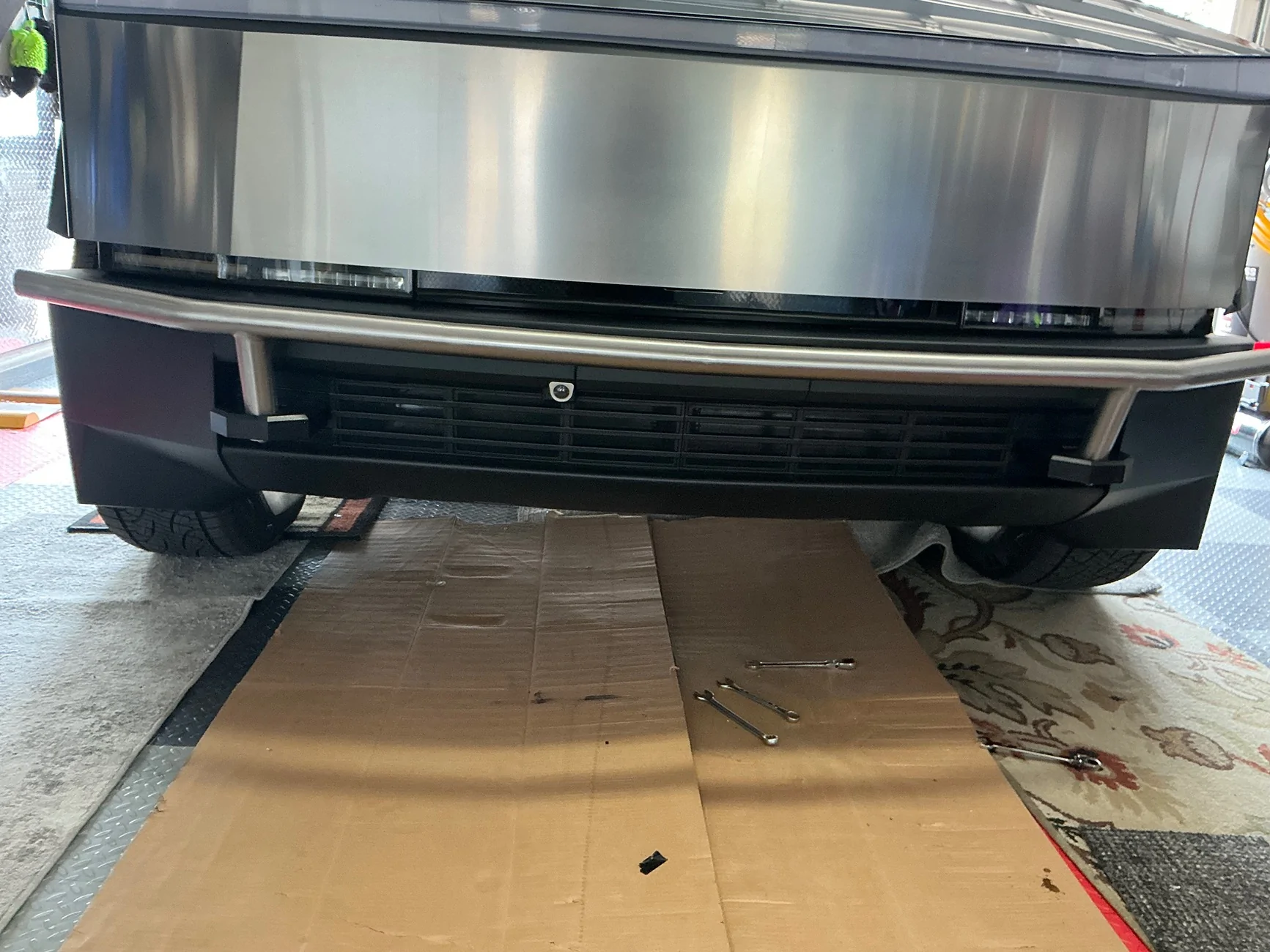 Tesla Cybertruck No-Drill Lower Bumper Grille insect/debris Cover Insert IMG_2826