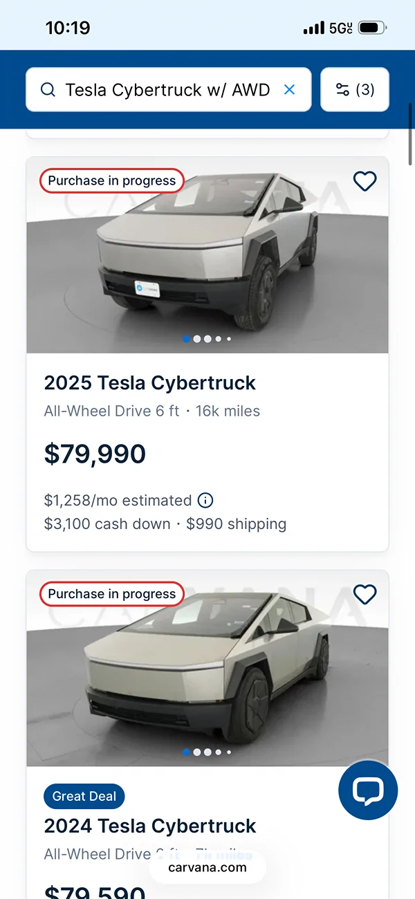 Tesla Cybertruck Why are 15,000 mile CT’s selling for MSRP on Carvana? IMG_6124