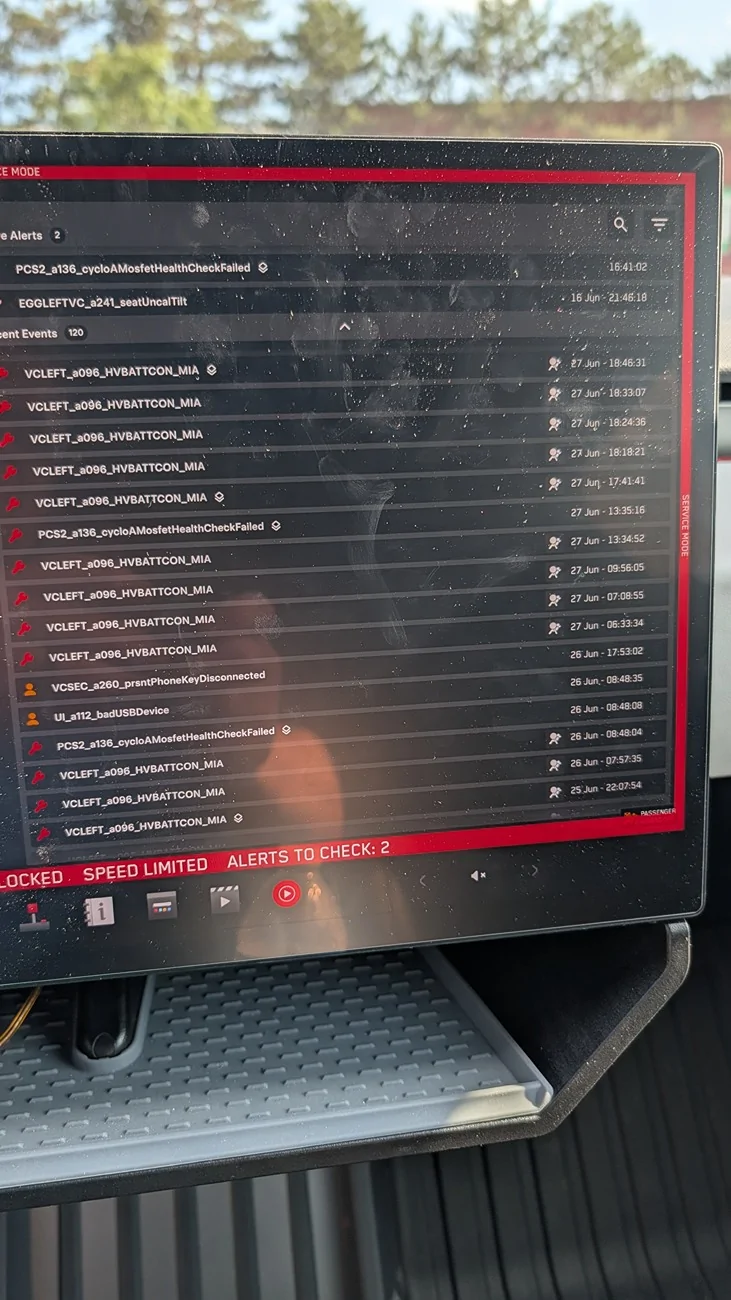 Tesla Cybertruck HVBATT Errors PXL_20260630_213558071