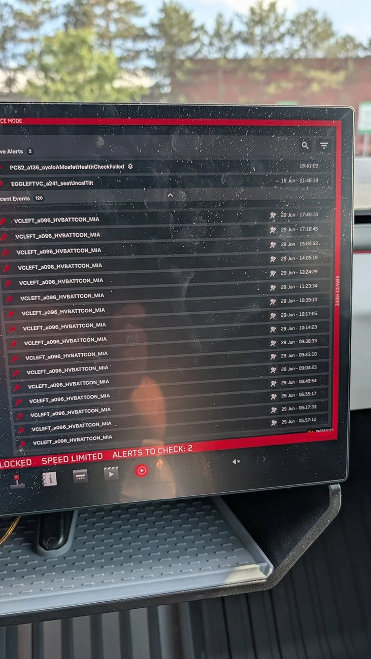 Tesla Cybertruck HVBATT Errors PXL_20260630_213533008.MP
