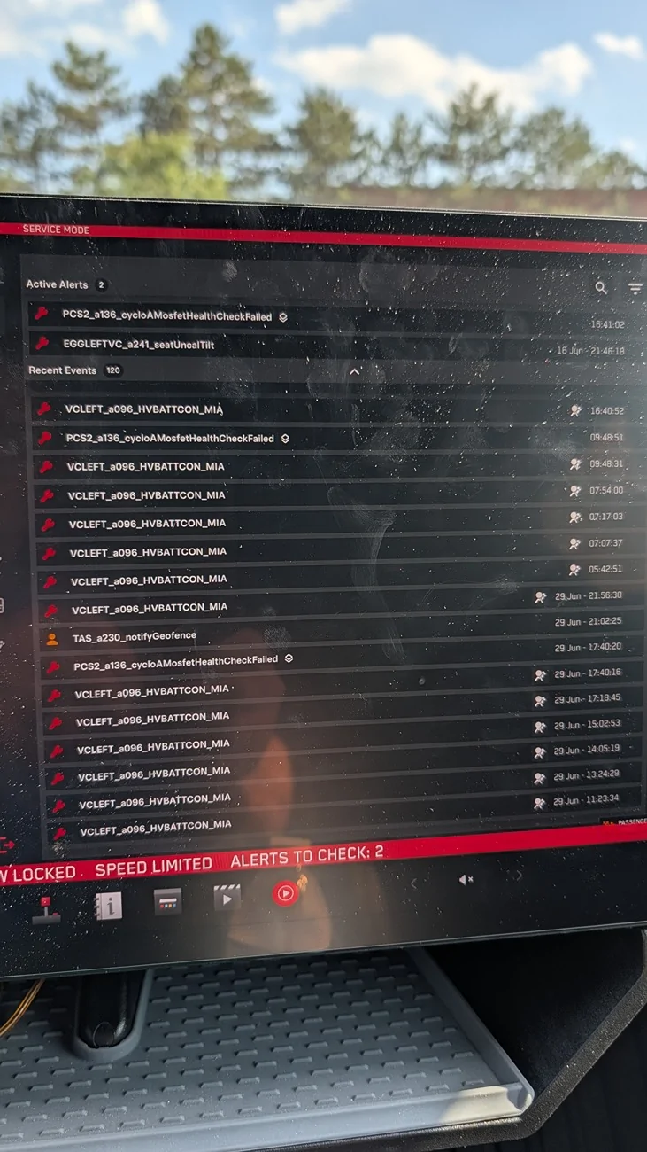 Tesla Cybertruck HVBATT Errors PXL_20260630_213523173.MP