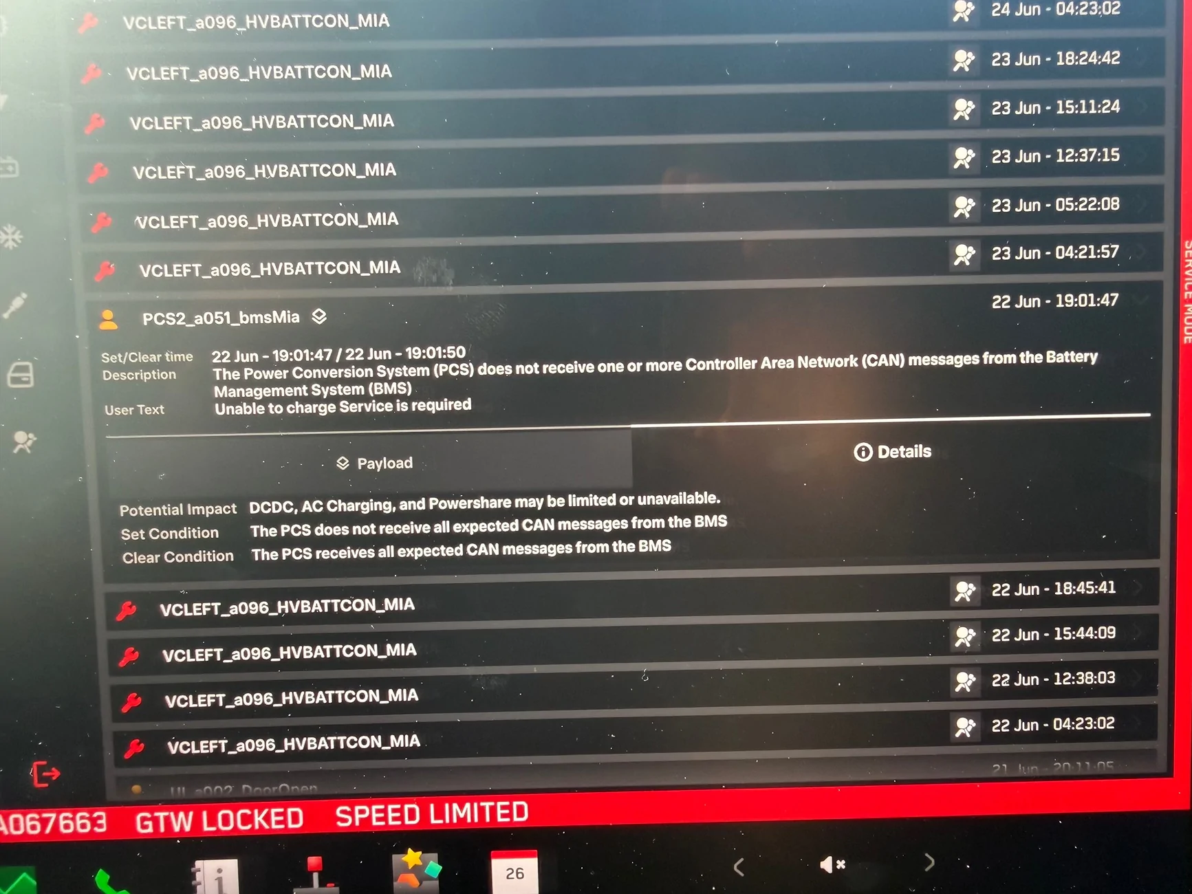 Tesla Cybertruck HVBATT Errors IMG_4356