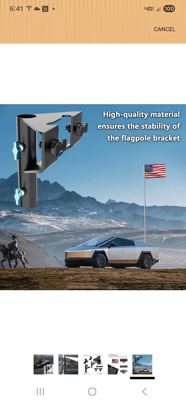Tesla Cybertruck Flying American flags on Cybertruck - a solution using bed divider Screenshot_20260703_064125_Amazon Shopping