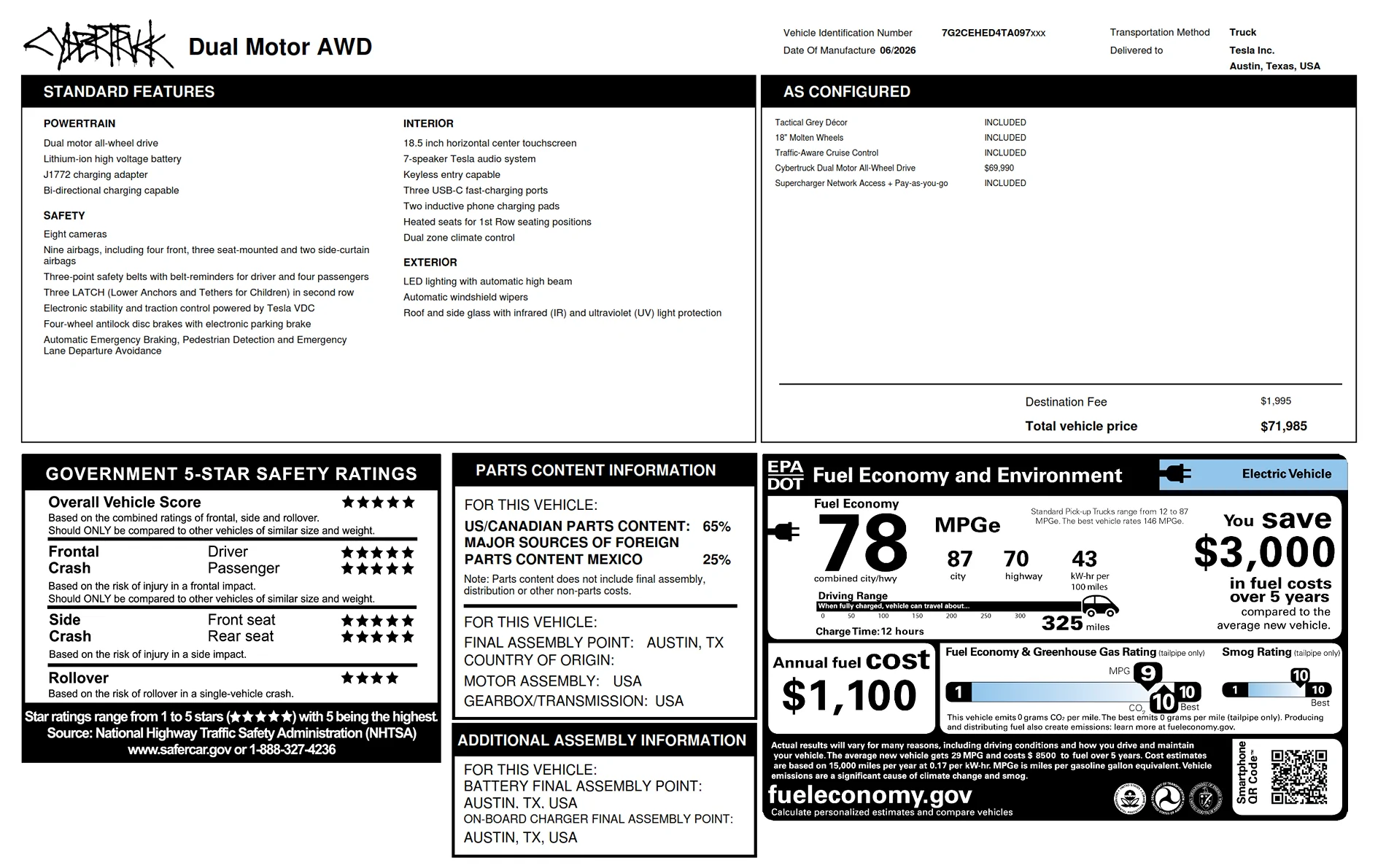 Tesla Cybertruck $59k Base Dual-Motor AWD Cybertruck Begin Delivery! 1777274911942-wk