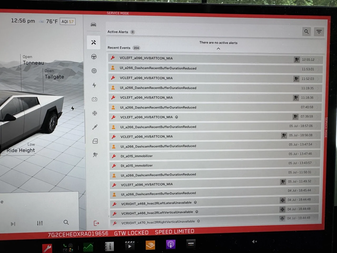 Tesla Cybertruck Post PCS2 Replacement - Smoke Gets in My Eyes Cybertruck_Service_Mode_2026_07_07 Larg
