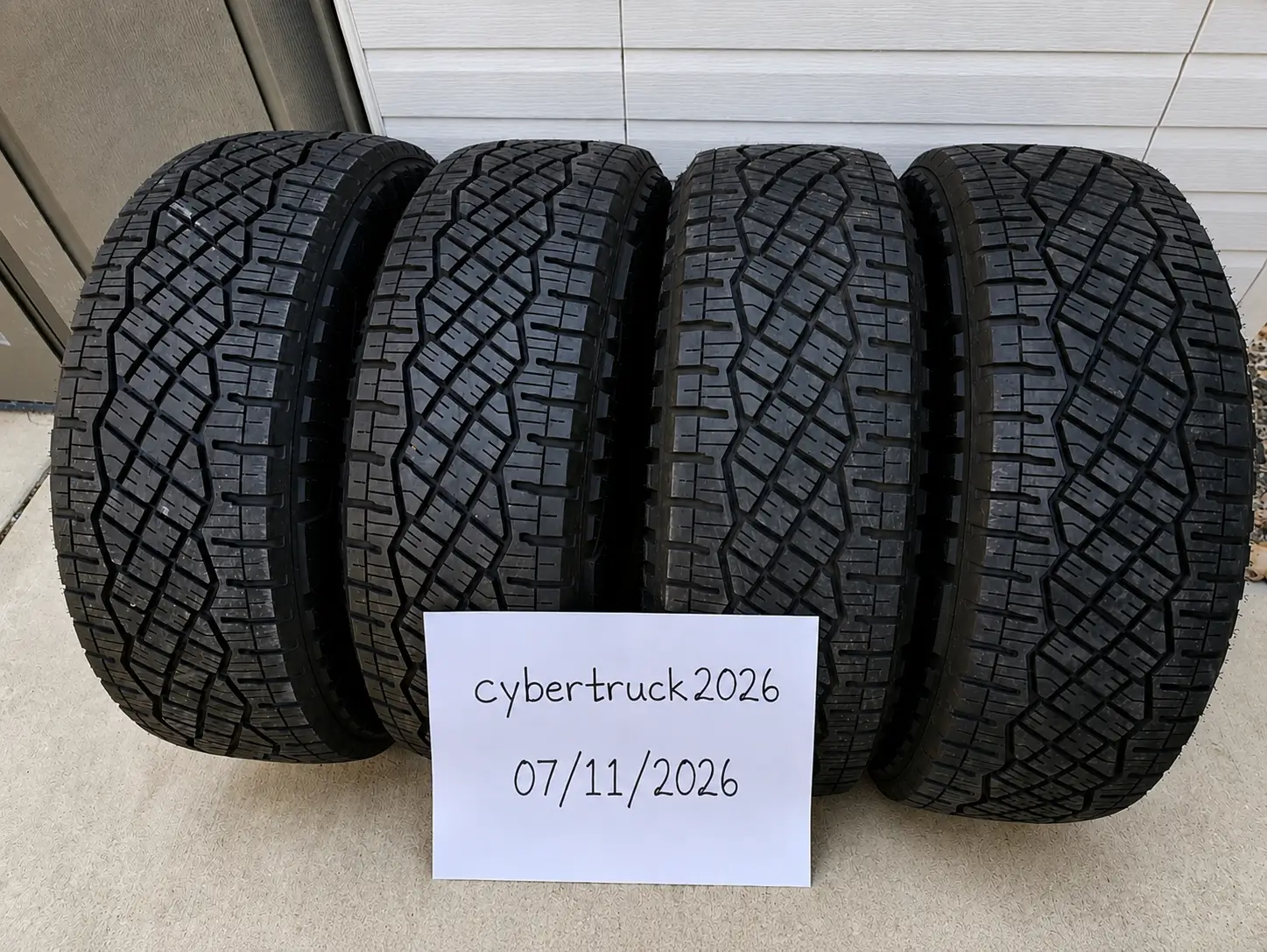 Tesla Cybertruck For sale $2100 Set Of (4) Tesla Cybertruck Tires 285/65R20 Goodyear Wrangler Territory 10.5-11 ( almost new 98%) file_0000000057c07230bcd0074eacefa380