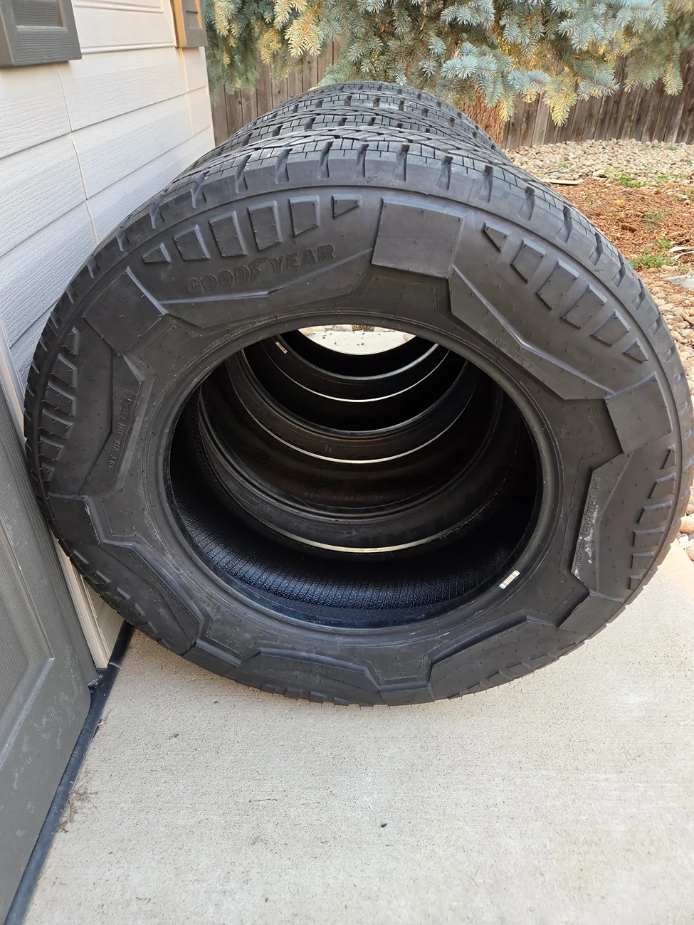 Tesla Cybertruck For sale $2100 Set Of (4) Tesla Cybertruck Tires 285/65R20 Goodyear Wrangler Territory 10.5-11 ( almost new 98%) 20260706_070935