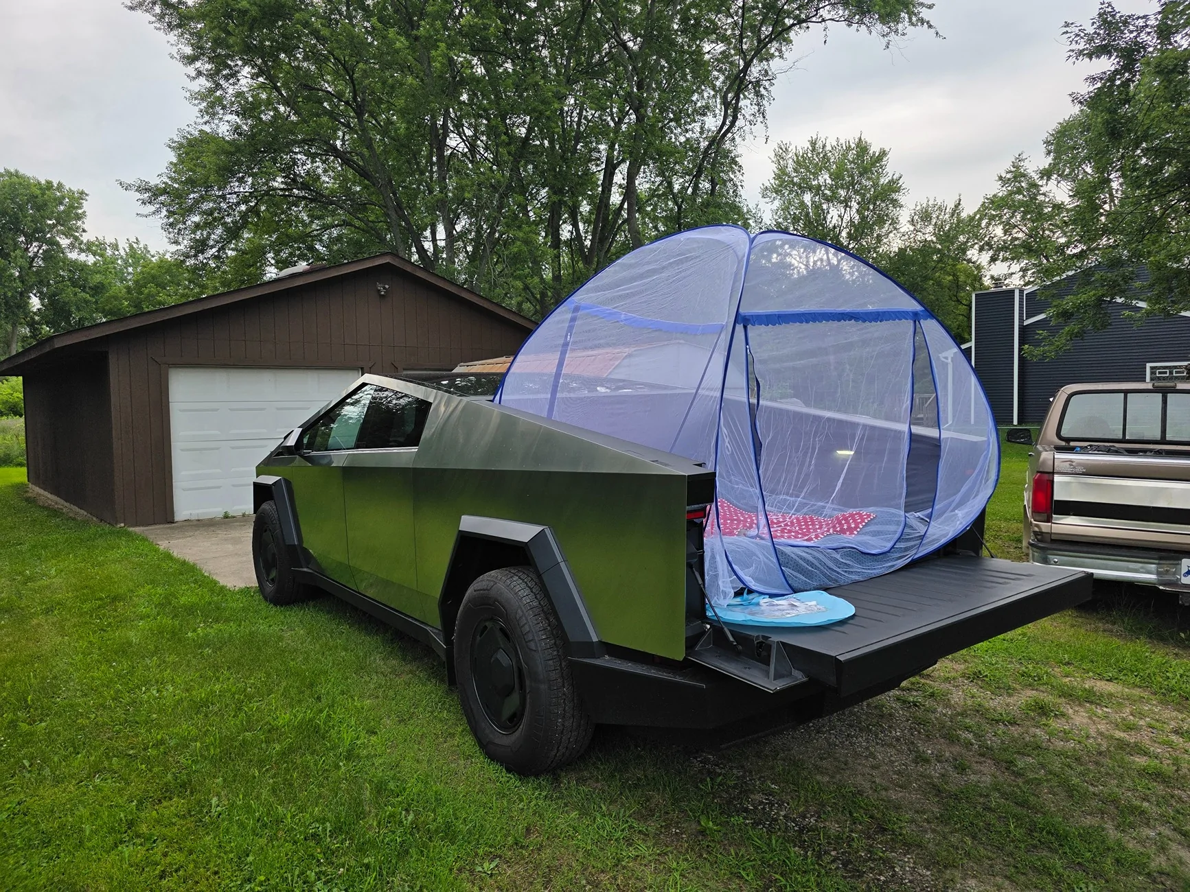 Tesla Cybertruck Camping set up so far! Mattress on the way. 20260710_195702