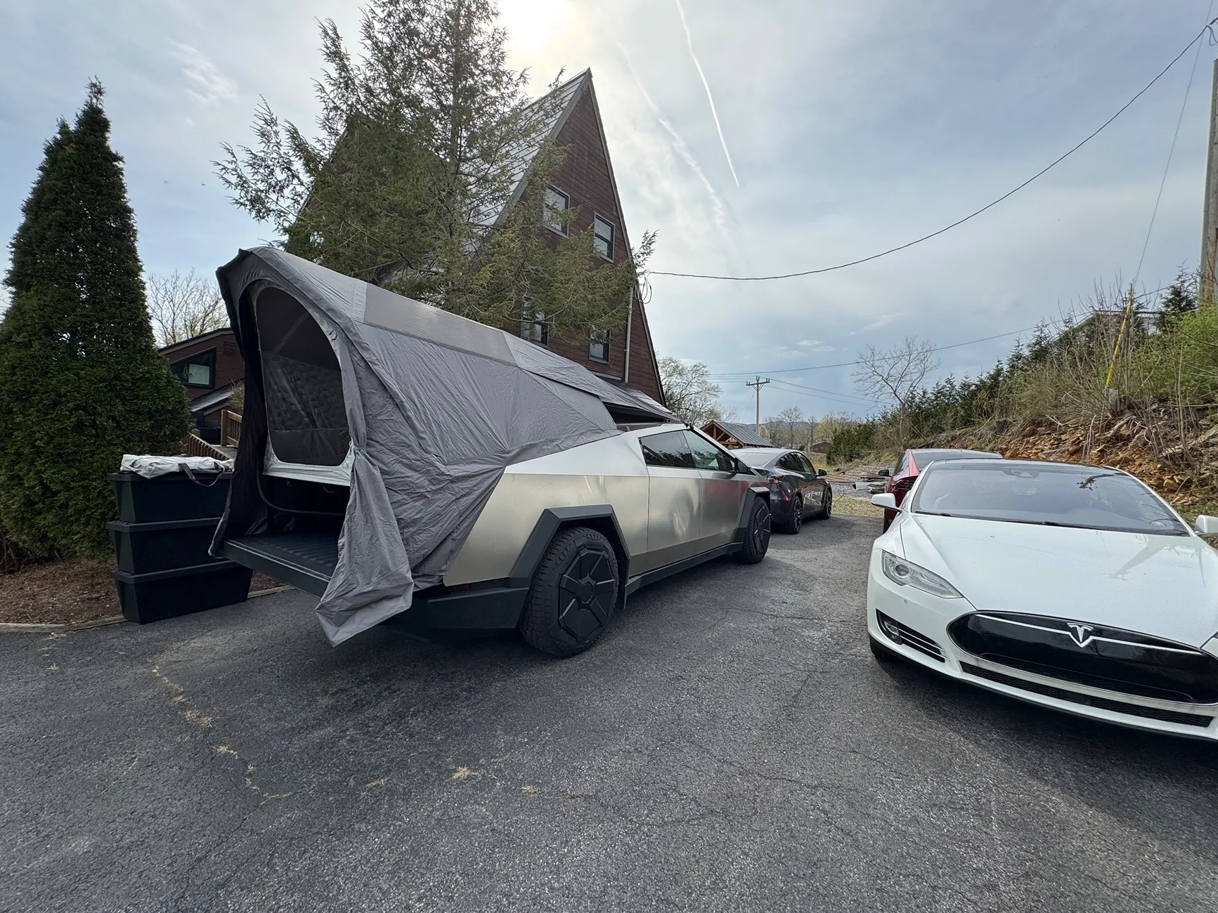 Tesla Cybertruck Camping set up so far! Mattress on the way. IMG_4947