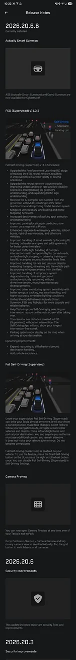 Tesla Cybertruck 2026.20.6.6 update now installing 1000094634