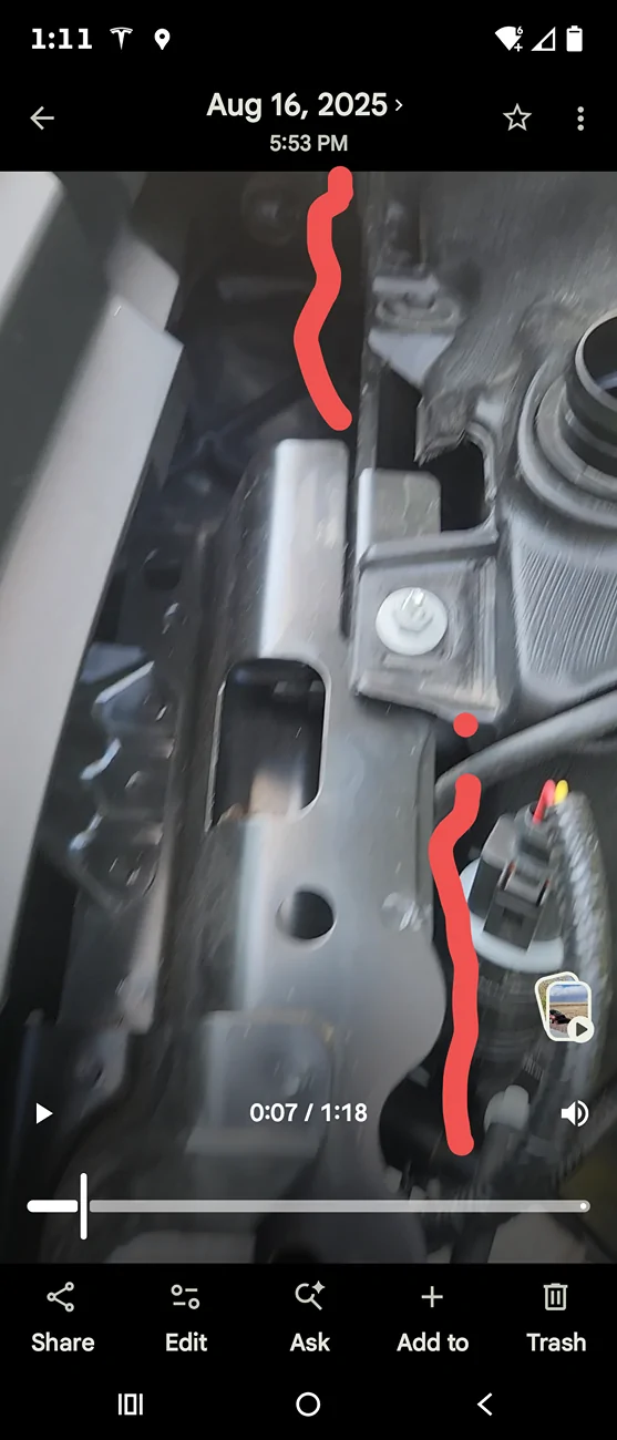 Tesla Cybertruck Routing wire from aux lighting switch in frunk to the cabin Screenshot_20260718-131143_Photos