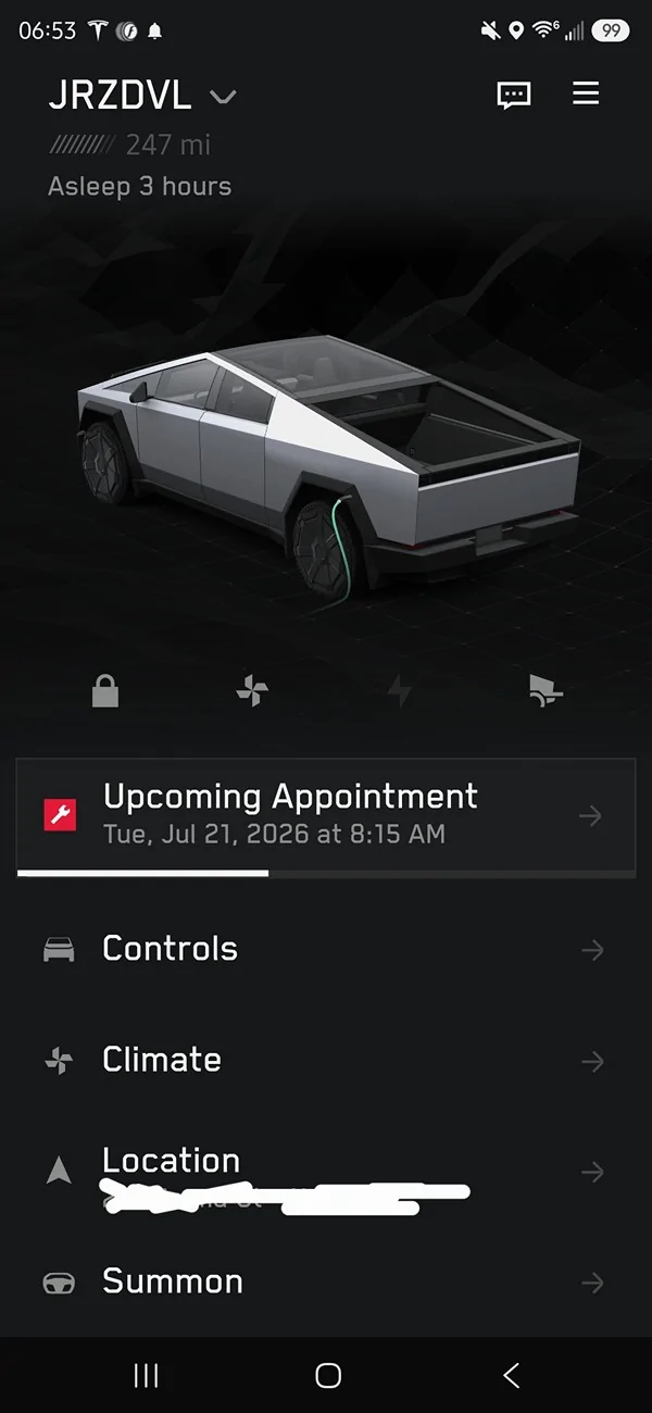 Tesla Cybertruck Tonneau cover/app issue (showing open on app even when closed) Screenshot_20260719_065312_Tesla