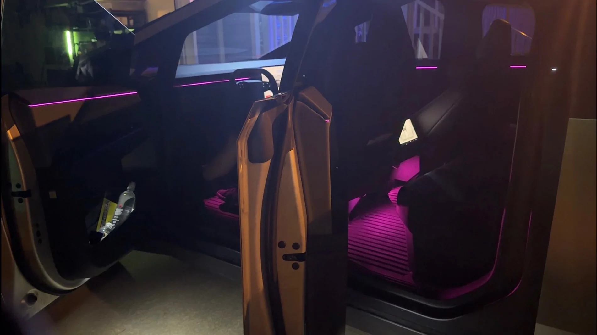 Tesla Cybertruck Footwell Lights that match factory Ambient Lighting with OEM Screen Control IMG_4847