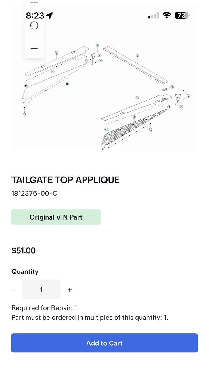 Tesla Cybertruck Advice on replacing tailgate fascia pieces IMG_0011