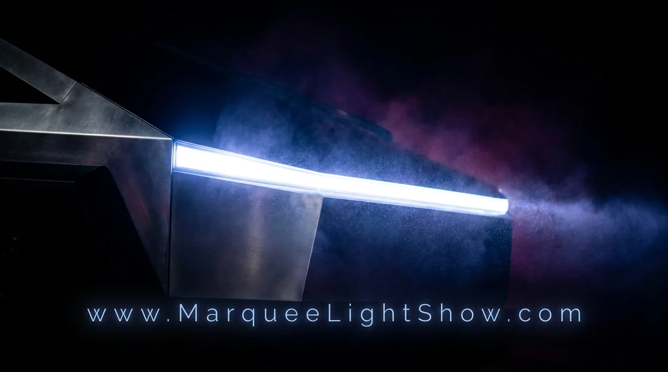 Tesla Cybertruck Run a 1000 Car Light Show with 1 Person!!! marqueelightsho