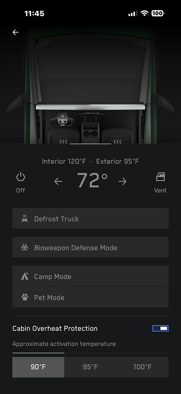 Tesla Cybertruck Cabin overheat protection  12 hour time limit IMG_4693