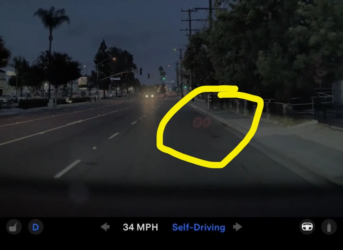 Tesla Cybertruck Red circles during FSD phantom stops IMG_2238