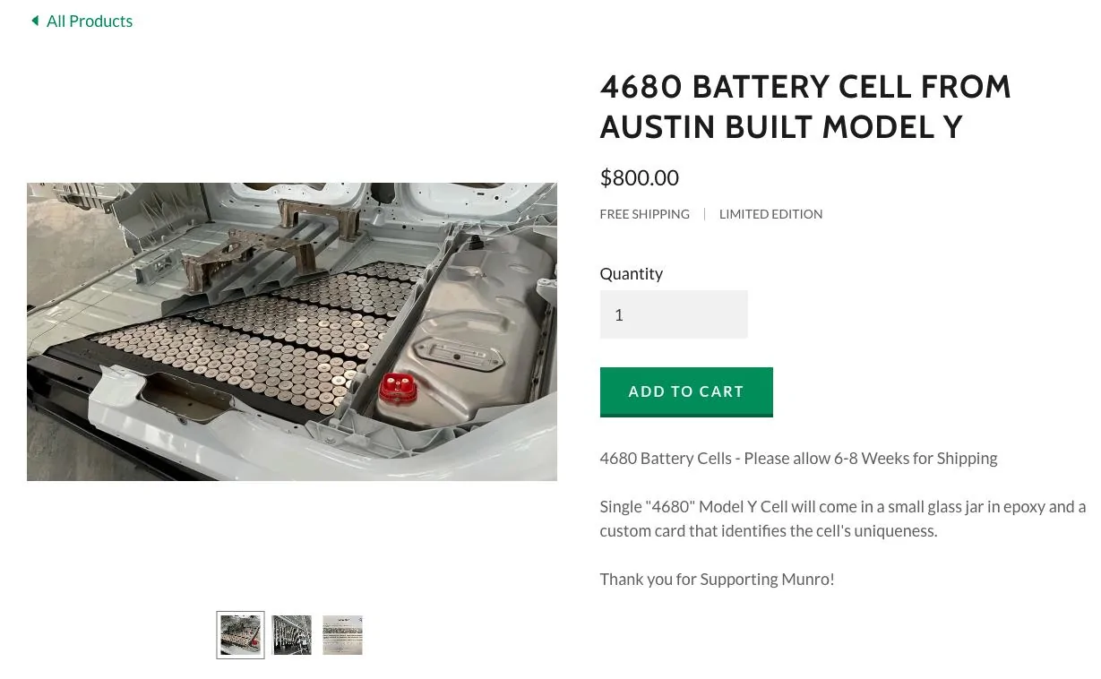Tesla Cybertruck Munro Associates getting a New Model Y with 4680 cells for teardown & visiting IDRA for Giga Press review 4680 Battery Cell from Austin Built Model Y 2022-06-29 13-37-37