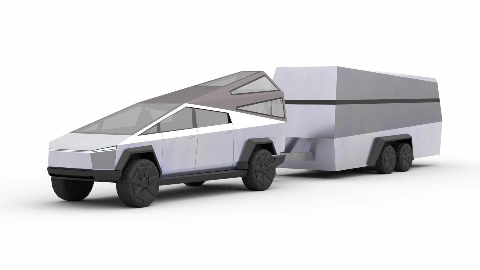 Tesla Cybertruck Cube topper vs aero topper vs topperless. (200 KWH battery) cybertruck-tesla-3d-model-low-poly-obj-fbx-ma-stl-unitypackage-uasset-1