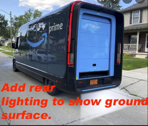 Tesla Cybertruck A Look Inside Rivian's Electric Delivery Vehicle van back ground lightnin