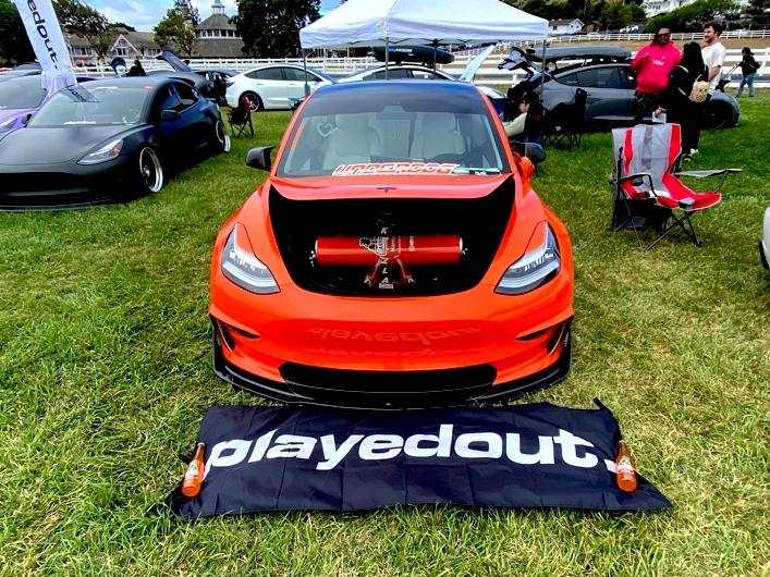 Tesla Cybertruck Tesla Owners Takeover San Luis Obispo, CA August 6, 2022 air tank frunk orange-0013