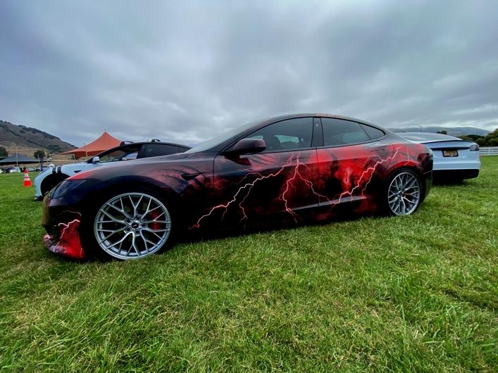 Tesla Cybertruck Tesla Owners Takeover San Luis Obispo, CA August 6, 2022 wrap lightnin