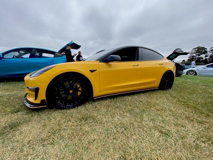 Tesla Cybertruck Tesla Owners Takeover San Luis Obispo, CA August 6, 2022 wrap yello