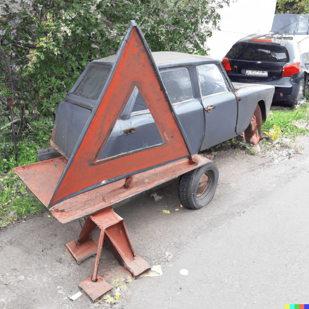Tesla Cybertruck DALLE x Cybertruck DALL·E 2022-08-16 19.01.31 - A photo showing a side view of a steel car in the shape of a tri