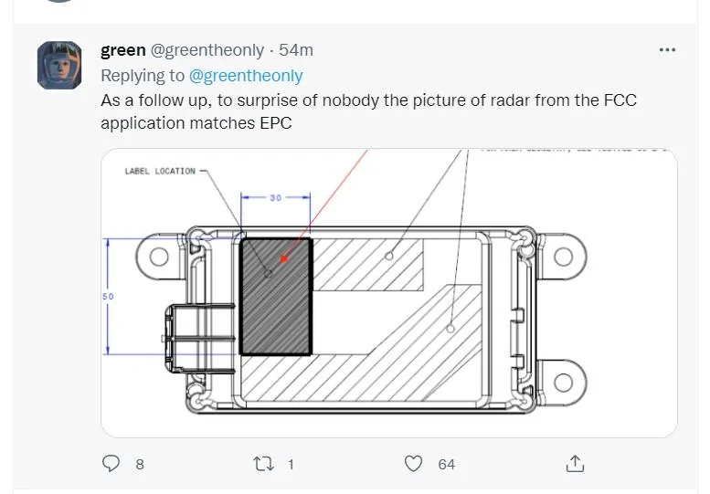 Tesla Cybertruck New Tesla radar in Tesla EPC matches FCC filing HW4.0 radar fcc
