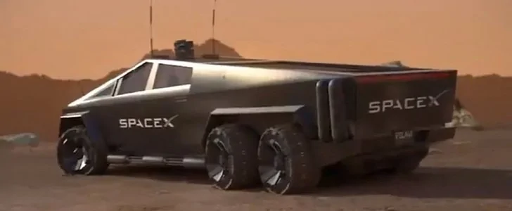 Tesla Cybertruck Official CyberTruck Trailer? tesla-cybertruck-follows-roadster-to-mars-as-a-settler-s-daily-driver-144635-7