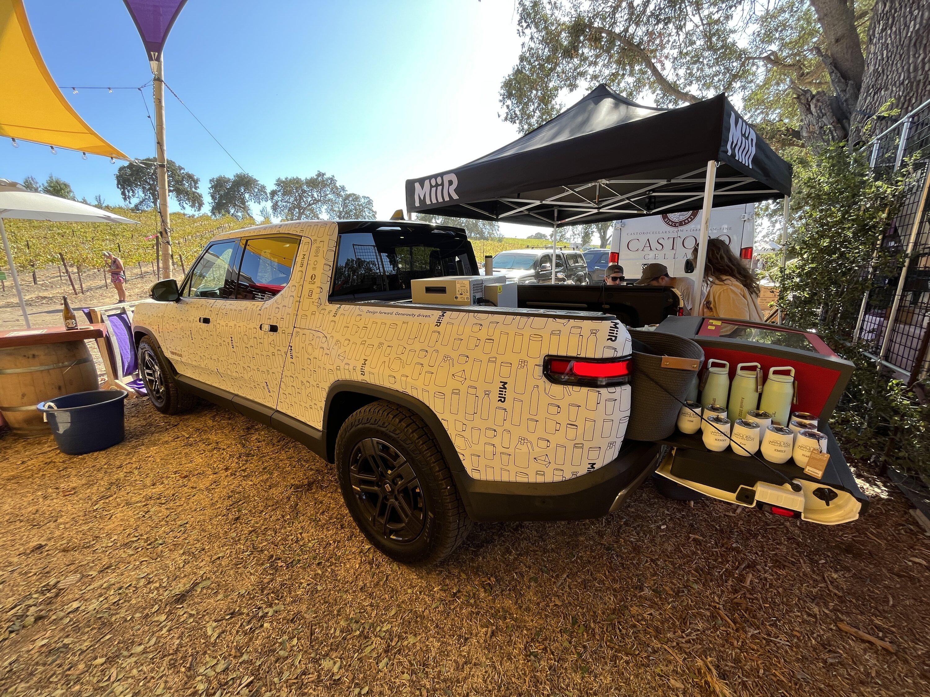 Tesla Cybertruck Rivian powers laser engraver at music festival 9718D88C-43CF-44D7-92A5-9C81C279A669