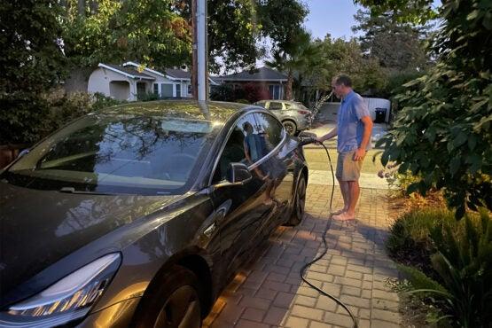 Tesla Cybertruck Charging cars at home at night is not the way to go, Stanford study finds EVcharging-555x370