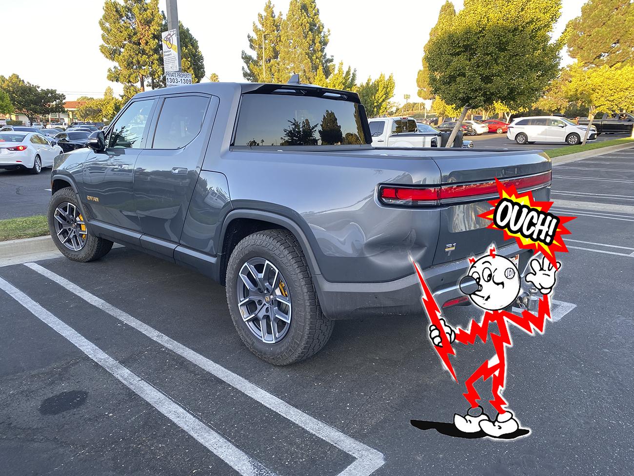 Tesla Cybertruck Rivian powers laser engraver at music festival Ouch Rivian