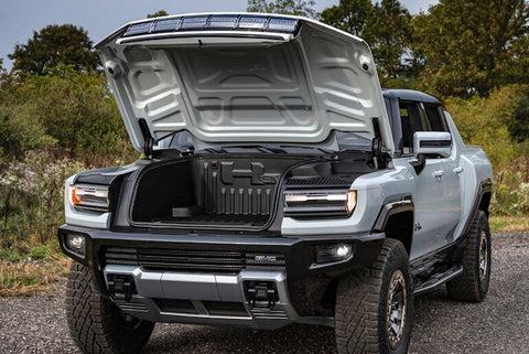 Tesla Cybertruck GM Hummer vs Tesla Cybertruck - Complete Review. 2022-GMC-Hummer-EV-Frunk-Open_480x480