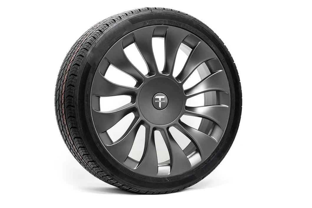 Tesla Cybertruck Elon says Cybertruck might have options for hitch mounted motor propeller or special wheel hub with paddles 🚣‍♂️ tesla-model-y-wheel-and-tire-package-19-tsv-uberturbine-style-flow-forged-wheels-satin-matte-