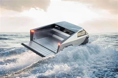 Tesla Cybertruck Cybertruck is waterproof enough to serve as a boat to cross rivers, lakes & calm seas -- confirms Musk 🚤 4EFF019D-08EF-4706-97A7-5C9C2F88940F