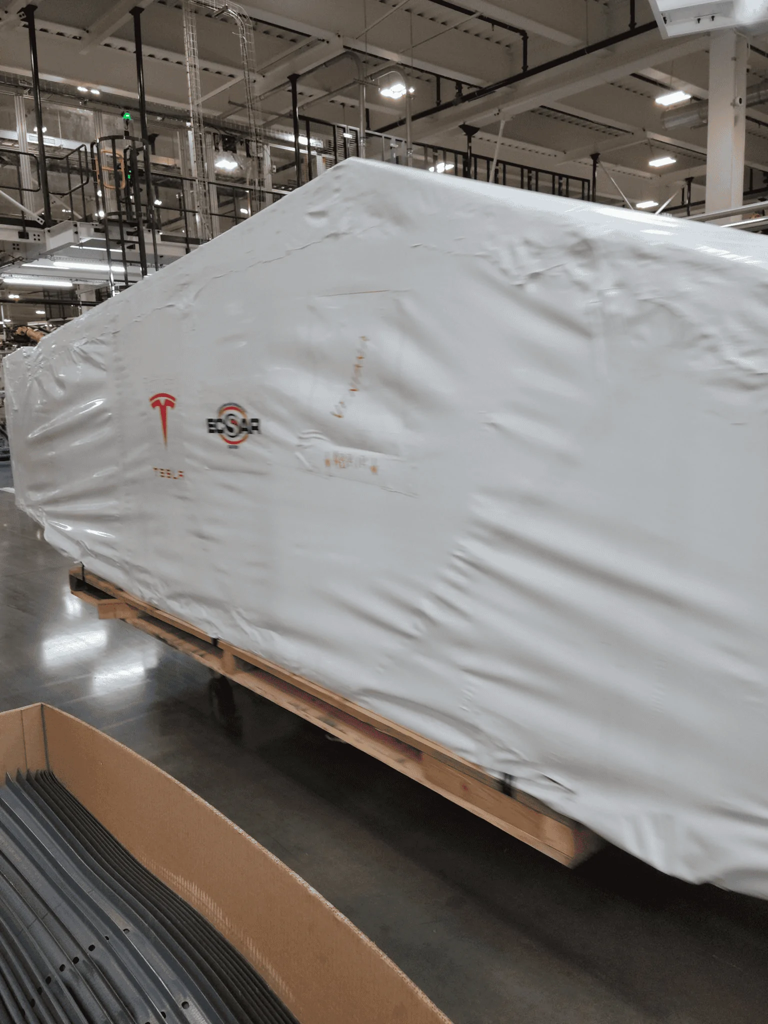 Tesla Cybertruck New Cybertruck Body Shell photos taken INSIDE Giga Texas! 🤳 1666648859187