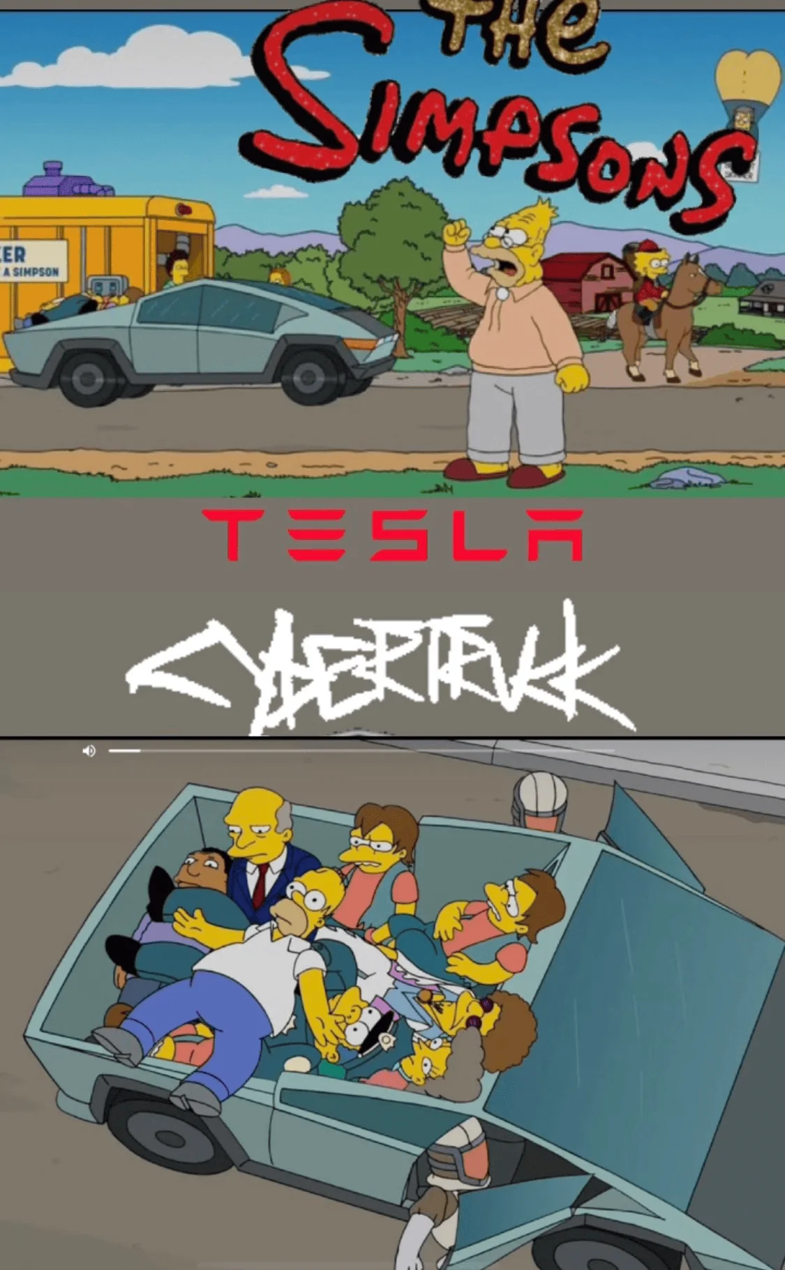 Tesla Cybertruck CyberTruck in The Simpson Halloween Episode 1667196145530