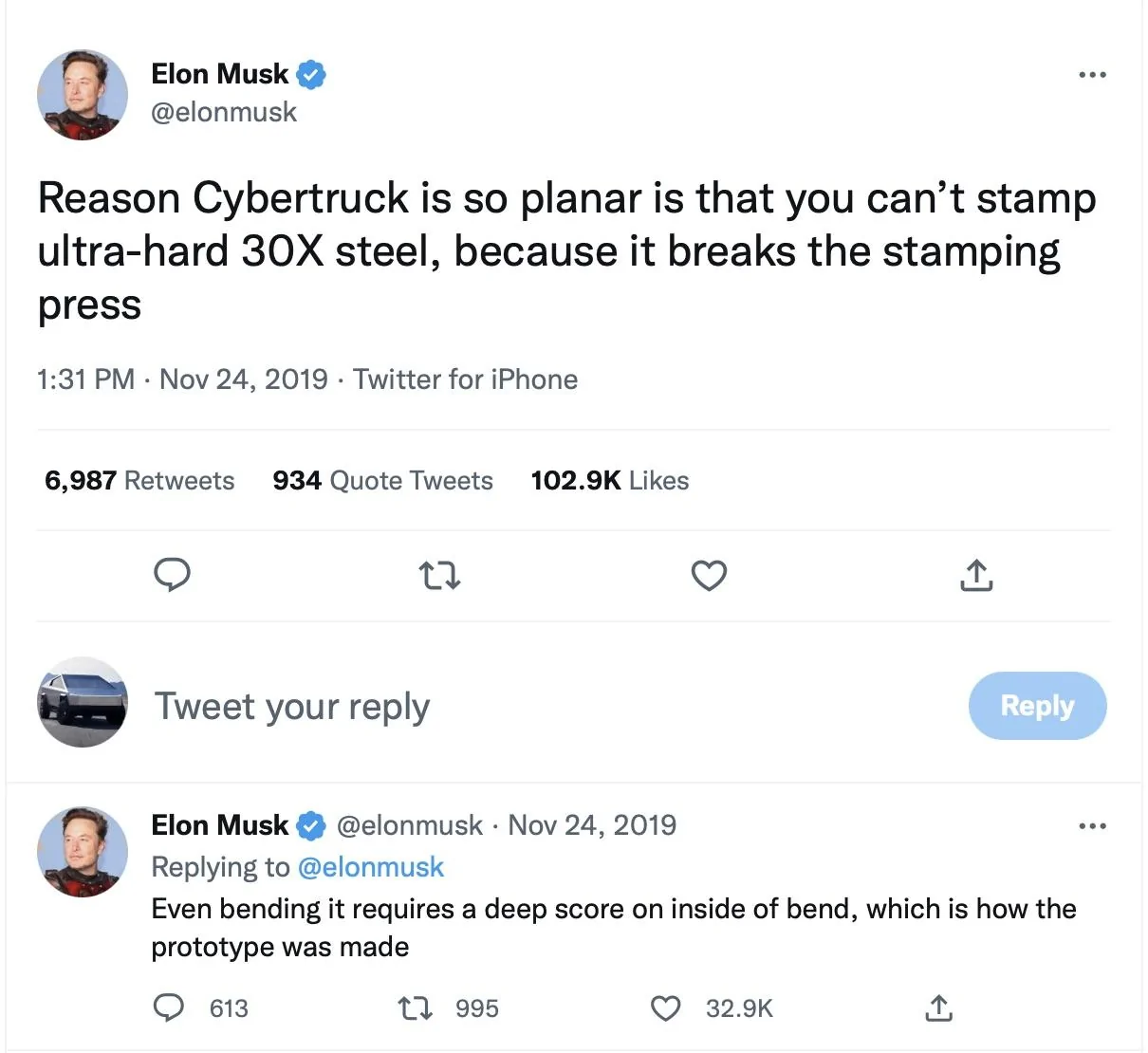 Tesla Cybertruck PSA: Cybertruck body shell exoskeleton is not one contiguous piece of bent steel 1669080478293