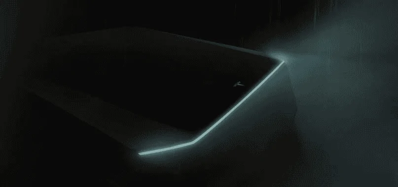 Tesla Cybertruck 2-Door Cybertruck design sketch displayed at Petersen Museum exhibit 2C734155-2CCF-4620-9949-E72AE92490F7