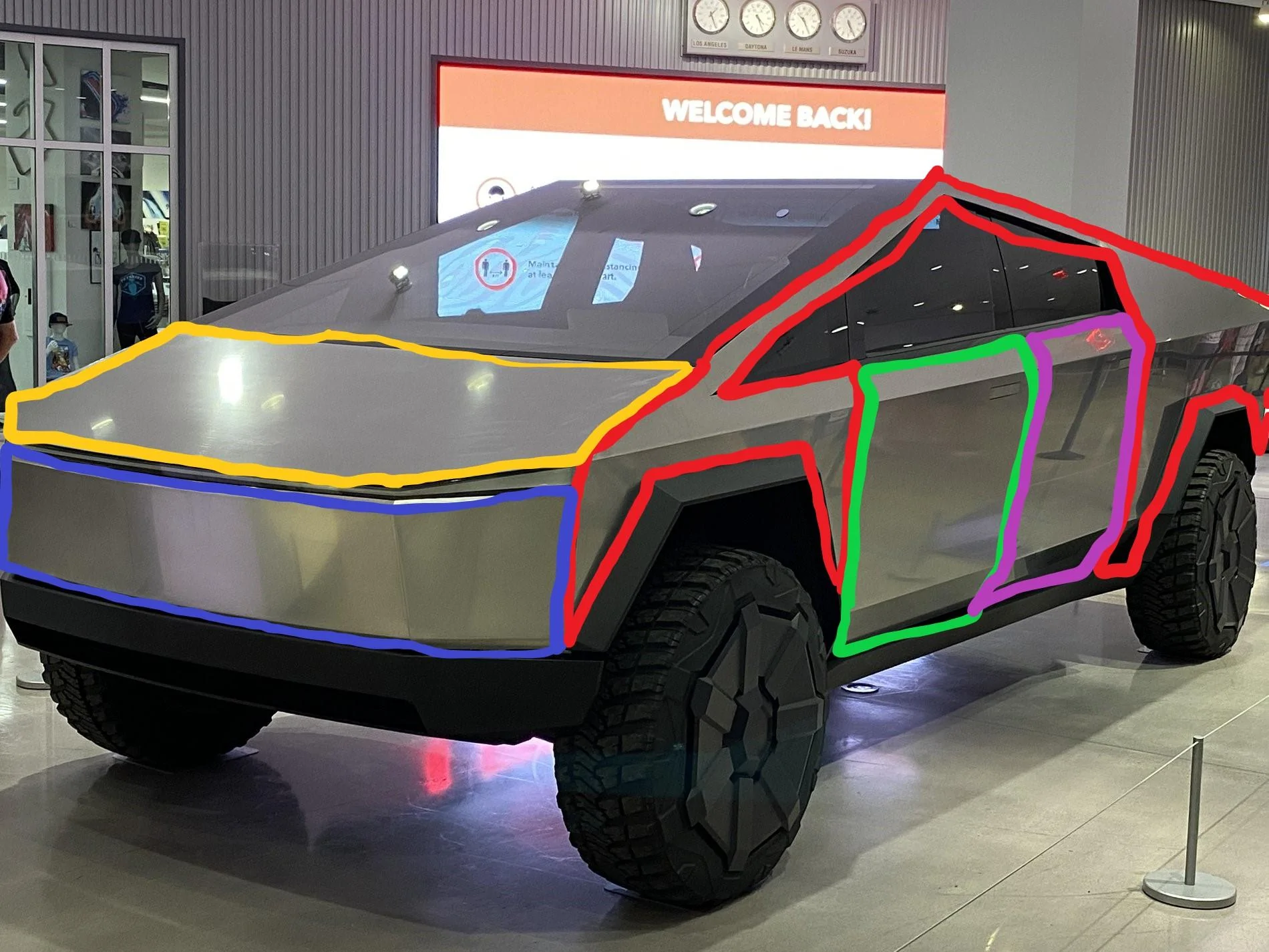 Tesla Cybertruck PSA: Cybertruck body shell exoskeleton is not one contiguous piece of bent steel Cybertruck panels