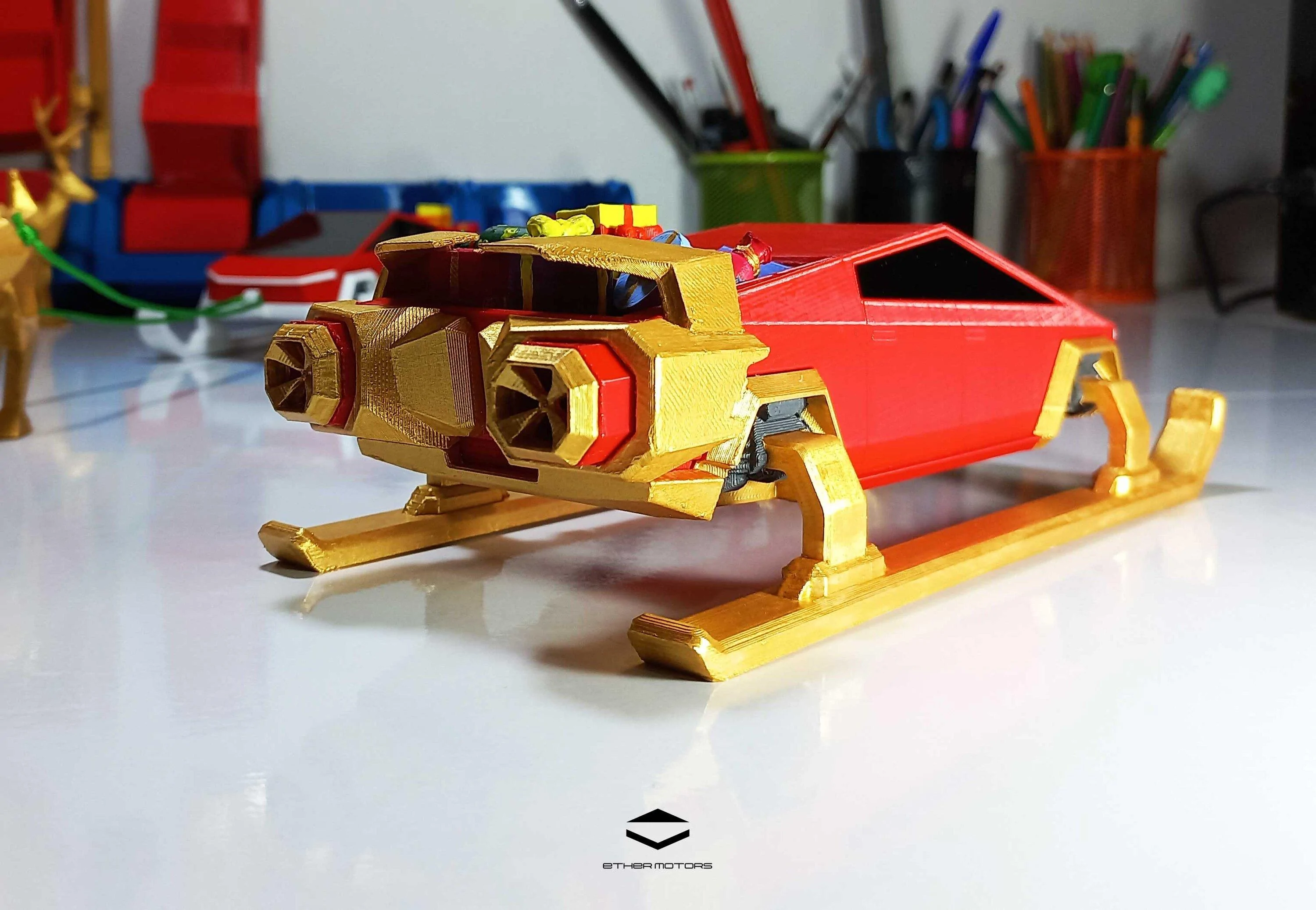 Tesla Cybertruck 3D printed Santa Claus Cybertruck! 20221201_203027