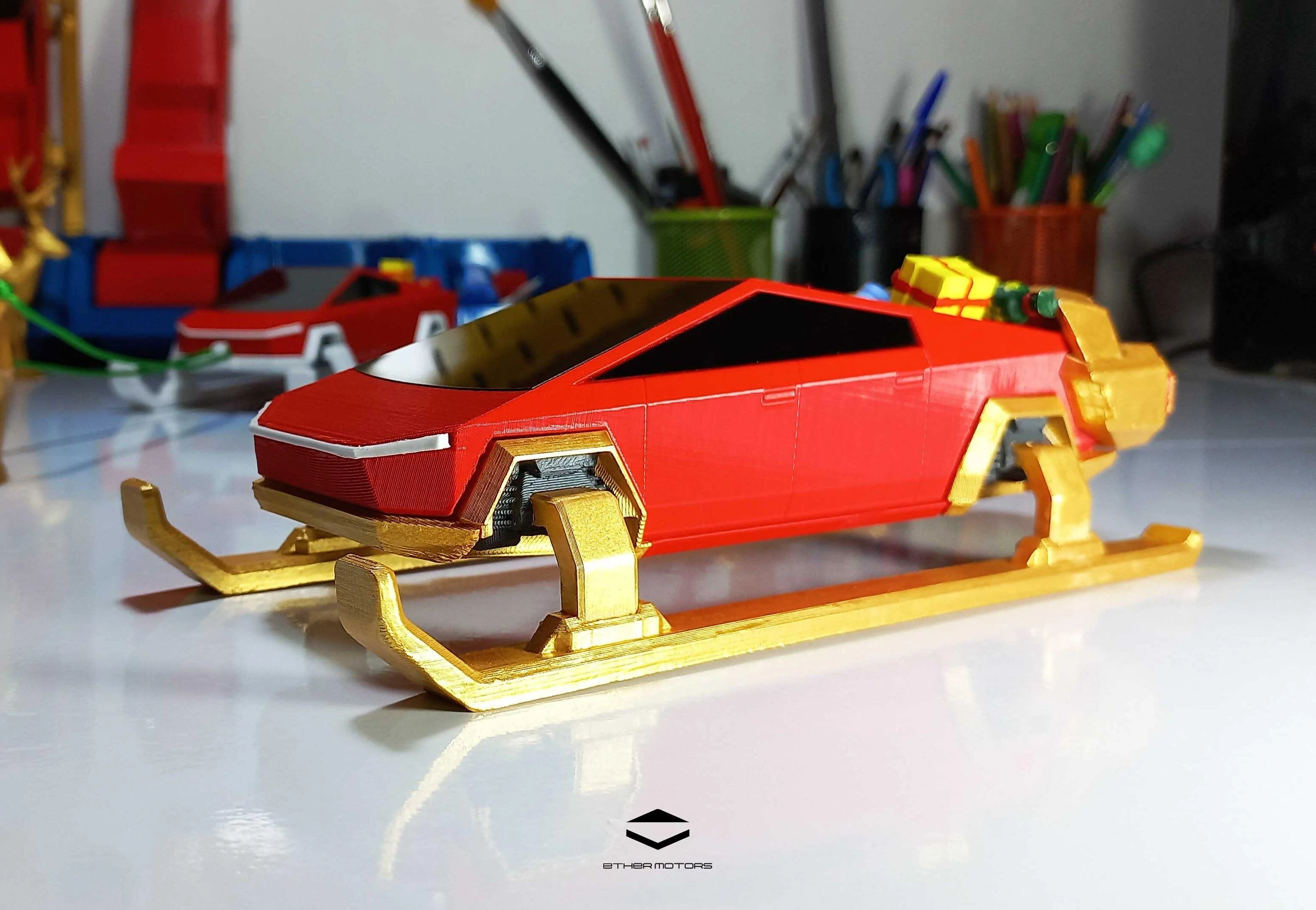 Tesla Cybertruck 3D printed Santa Claus Cybertruck! 20221201_203015